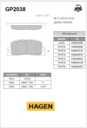 ������� ���������, ������ Hagen Sangsin Brake GP2038 GP2038 ����