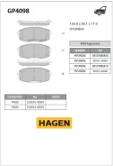 ������� ���������, �������� Hagen Sangsin Brake GP4098 GP4098 ����