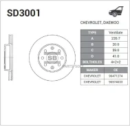 ���� ��������� �������� (235,7�20) 4 ��� Sangsin Brake SD3001 SD3001 ����