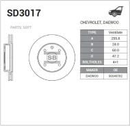 ���� ��������� �������� (255,8�24) 4 ��� Sangsin Brake SD3017 SD3017 ����