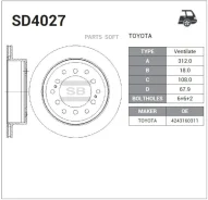 ���� ��������� Lexus GX, Toyota Land Cruiser Prado 2.7-4.6i/D-4D 09 SD4027 Sangsin Brake SD4027 SD4027 ����