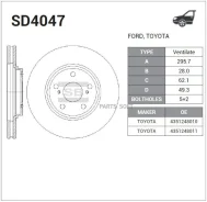 ���� ��������� �������� Toyota ACU1# MCU1# SXU1# ACV30 MCV3# ACR30 Sangsin Brake SD4047 SD4047 ����