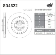 ���� ��������� �������� MMC K94/96W K74/75T L200 Sangsin Brake SD4322 SD4322 ����
