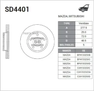 ���� ��������� Mazda 3 1.4/1.6 03/Mazda 5 15 1.8/2.0/2.0D 03 �������� ����. SD4401 Sangsin Brake SD4401 SD4401 ����