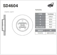 ���� ��������� Toyota Auris/Corolla1.3/1.4/1.6 VVTi 07 SD4604 Sangsin Brake SD4604 SD4604 ����