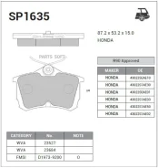 ������� ��������� �������� Honda Accord 1.6i-2.3i/2.0TDi 98 SP1635 Sangsin Brake SP1635 SP1635 ����