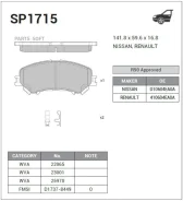 ������� ��������� ��������, �������� Sangsin Brake SP1715 SP1715 ����