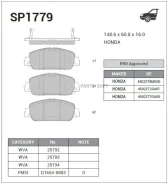 ������� ���������, �������� Sangsin Brake SP1779 SP1779 ����