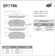 ������� ��������� ��������, �������� Sangsin Brake SP1786 SP1786 ����