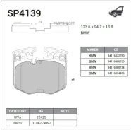 ������� �������� BMW 7 G11 2014-, X3 G01 2017-, X4 G02, X5 G05 2018- SP4139 Sangsin Brake SP4139 SP4139 ����