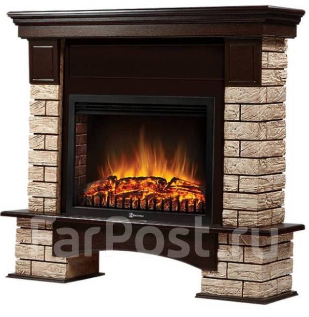 Портал для камина Firelight Forte Wood 25 камень коричневый, новый, в ...