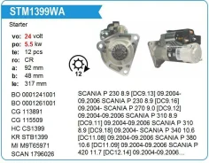 ������� Scania P 270 9.0 [DC9.12] 09.2004- 24V, 5,5kW, 11,12T STM1399WA STM1399WA ����