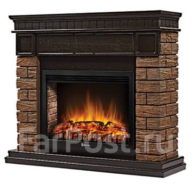 Портал для камина Firelight Bricks Wood30 камень коричневый, темный ду ...