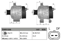 ��������� 14V 90A Citroen Berlingo/C4/C5/Jumpy/Nemo/Xsar�a 1.4-1.9 96-, Peugeot 206/307/406/407/607/807/Bipper�/Partner 1.1-2.2 96-, FIAT Fiorino/Qubo...