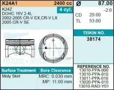������ ��� /��� Honda CR-V 2004- K24A004-; d=21,9; 38174-STD; 38174 13010PPA000 13010PPA010 Teikin 38174STD 38174STD ����