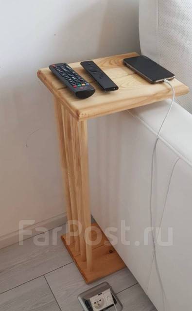 Прикроватный деревянный столик 30*67*24, прямоугольный, тумба, бежевый ...