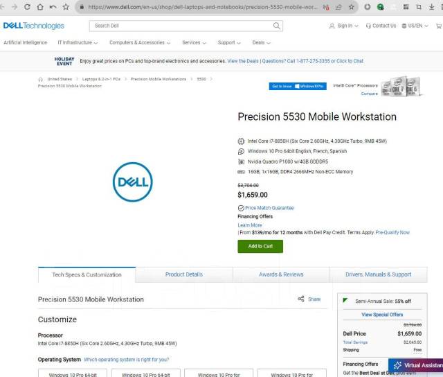 Dell Precision 5530. 15.6", 4,3���� ����