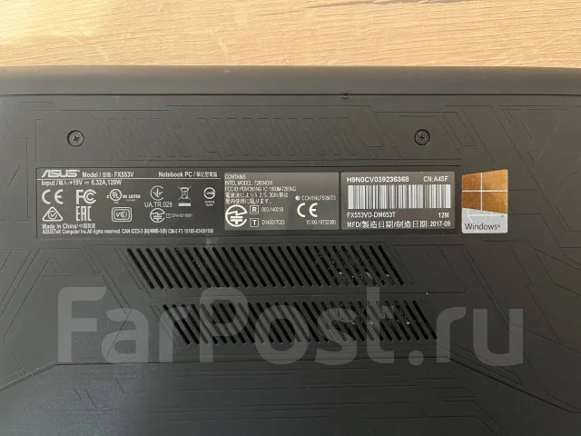 Asus FX553VD. 15.6", 2,8����, ��� 8 ��, ���� 1 000���, WiFi: 1, Bluetooth: 1, ����������� �� 5��. ����