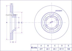 ���� ��������� /�������� /TI-GUAR ��� Mitsubishi Pajero I 1989-1991 Delica L300 1989-1999; 277/22��; TG-MB407038 PD3412561S ADC44318 BG2561 C35020ABE...