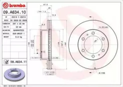 ���� ��������� �������� ������������� Toyota Hilux (2005) 297x25x6 [178Brembo09A63410] 09A63410 ����