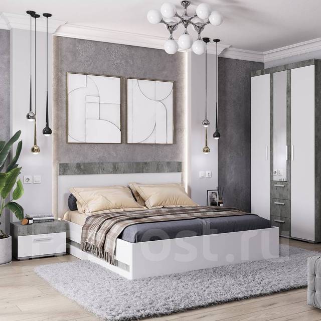 Кровать Инстайл КР-04 160*200, двуспальная, лдсп, без матраса, 206,0 см ...