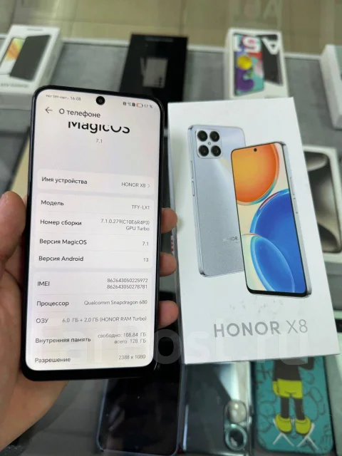 Honor X8. �/�, 128 ��, ������, 3G, 4G LTE, Dual-SIM, ����������, NFC ����