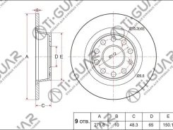 ���� ��������� /������ /TI-GUAR Octavia 2009-2013, Superb 2008-2015, YETI 2010-2013; 271,8/10��; TG-1K0615601AA RN33004 1K0615601AA 561615601 TG1K0615...