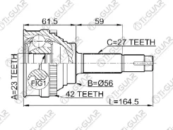 ���� �������� /Tiguar ��� Nissan Avenir W10 19901993, Primera P11 19901997, Bluebird U12 /ABS / 23*56*27; TG7419Z42; (TG7419 NI019A42 0210019A42) NI01...