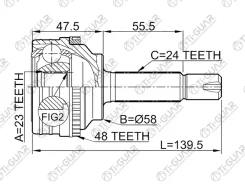 ���� �������� /Tiguar ��� Toyota Platz, Probox, Funcargo, VITZ #NZ 1999 /ABS /23*58*24; TG9535Z48; 0110035A48 329120A 4346059045 JCT0054A TO035A48 Tig...