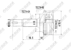 ���� �������� /Tiguar ��� Toyota Fun Cargo 19992000 NCP20 /ABS /22*58*24; TG9568Z48; (TO068 TOE068 TO068A48) 4341052120 NS12052H Tiguar TG9568Z48 ����