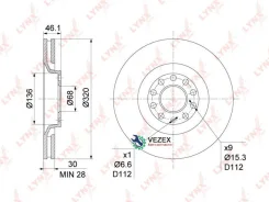 ���� ��������� AUDI A4 2.0-3.2 04-/A6 1.8-4.2 97-05/A6 Allroad 00-05 �������� Lynxauto BN1209 BN1209 ����