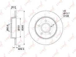 ���� ��������� ����. [265x11] FORD Focus II 1.4-2.0D 04-12 / C-Max 1.6-2.0D 03-10 Lynxauto BN1018 BN1018 ����