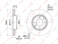 ���� ��������� �����. [280x26] Huyndai Elantra(XD) 1.6-2.0 01-06 / Sonata(EF) 2.0-2.7 01-05, KIA Magentis(GD) 2.0-2.5 01- Lynxauto BN1052 BN1052 ����