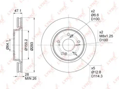 ���� ��������� �����. [293x28] Honda CR-V III-IV 2.0-2.4 07- Lynxauto BN1039 BN1039 ����