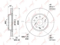 ���� ��������� �����. [279,5x22] Suzuki SX4 1.5-2.0D (Hungary) 06-, FIAT Sedici 1.6-2.0D 06- Lynxauto BN1134 BN1134 ����