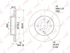 ���� ��������� �����. [235x18] Toyota Yaris(P10) 1.0-1.4D 99-05 / Echo 1.3-1.5 99-05 / Platz 1.5 99-05 / Vios 1.3 02-08 Lynxauto BN1153 BN1153 ����
