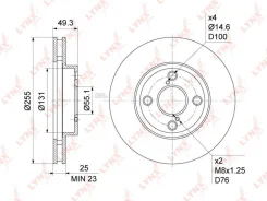 ���� ��������� �������� (255x25) Toyota Corolla(E12) 1.3-1.8 01-07 / Corolla Verso 1.8 01-04 BN-1161 Lynxauto BN1161 Lynxauto BN1161 BN1161 ����