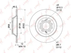 ���� ��������� ������ (302x12) AUDI A6 2.0-4.2 04-11 Lynxauto BN1192 BN1192 ����