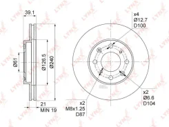 ���� ��������� �����. [240x21] Honda Jazz(GD) 1.2-1.5 02-08 / Logo 1.3 99-02 Lynxauto BN1035 BN1035 ����