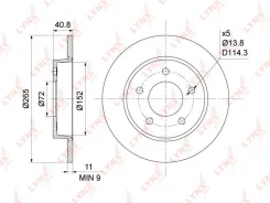 ���� ��������� ����. [265x11] Mazda 3(BK/L) 1.4-2.2D 03- Lynxauto BN1065 BN1065 ����