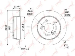 ���� ��������� ������ (258x9) Mercedes-BENZ 190(W201) 1.8-2.6 93 / C180-280(W202) 93-00 / E200-300D(W124) 97 Lynxauto BN1075 BN1075 ����