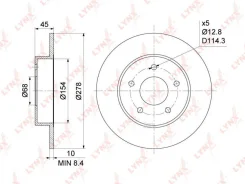 ���� ��������� ����. [278x10] Nissan Primera(P12) 1.6-2.5 02- / Almera Tino 1.8-2.2D 00- Lynxauto BN1101 BN1101 ����