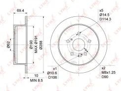 ���� ��������� ����. [288x10] Lexus RX300-400h 03-08, Toyota Harrier 2.4-3.5 03-08 / Highlander 3.3 03-07 Lynxauto BN1143 BN1143 ����