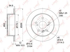 ���� ��������� ��������������� (269x12) | ��� | Toyota Camry(V30) 2.4-3.3 (US) 01-06/ Lexus ES 3.0 01-08 Lynxauto BN1141 BN1141 ����