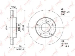 ���� ��������� �����. [255x28] Toyota Camry(V1/20) 2.2-3.0 91-01 / Picnic 2.0-2.2D 96-01 Lynxauto BN1150 BN1150 ����