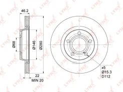 ���� ��������� [280x22] AUDI A4 1.6-3.0 94-08, VW Passat 1.6-2.5D 96-05 (�����)AUDI A8 2.5D-6.0 96-10 (���) Lynxauto BN1203 BN1203 ����