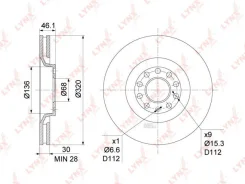 ���� ��������� ������. ����. (321x30) 5 ���. AUDI A4 04-08/A6 97-05 Lynxauto BN1209 BN1209 ����