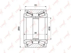 ��������� ������� ����. [36/33x38x64] Toyota Corolla(E10/E11) 1.6-2.0D 92-01 / Sprinter 1.6-2.0D 91-00 Lynxauto WB1326 WB1326 ����
