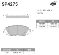 ������� ��������� �������� �������� Toyota Camry, 1 E81, Crown, Harrier, Rav4 SP4275 SP4275 ����