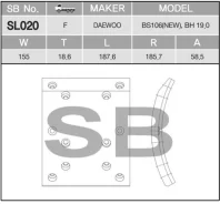 �������� ��������� �������� 155*18*187 12 ���. Daewoo BH090, BH115, BH 116, BH117, BH120, BH120, BM090, BS090, BS106, BX212 SL020, L01653, L01308, 967...